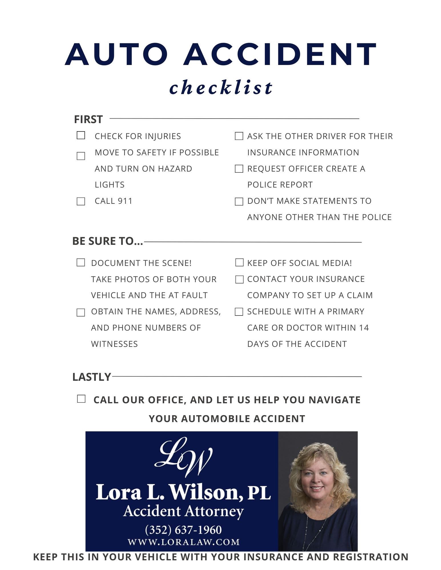 Auto accident checklist