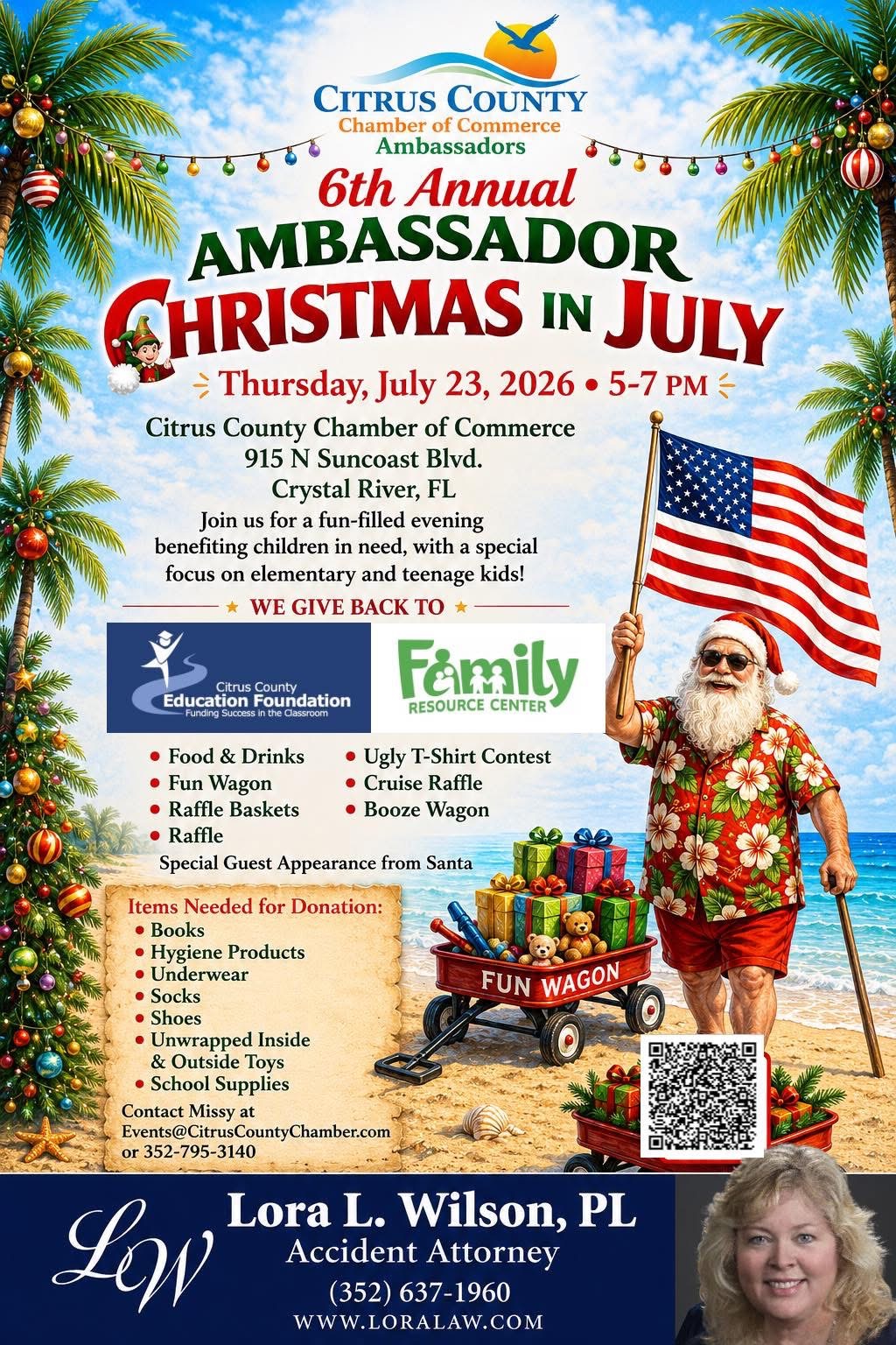 Ambassador Christmas in July flyer