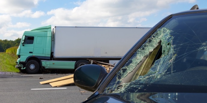 Truck and motorcycle accident